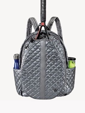 Oliver Thomas Quilted Tennis Backpack - Gunmetal Silver